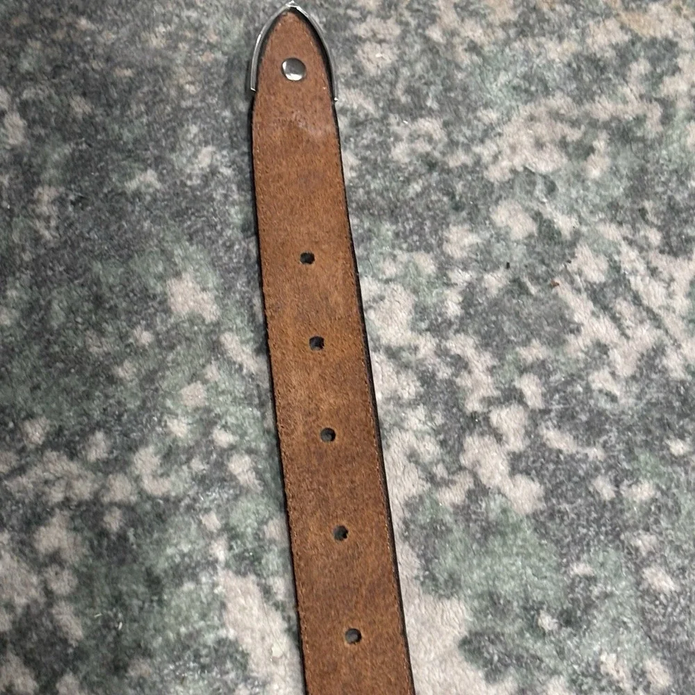 brown leather belt  silver medallions Size 42